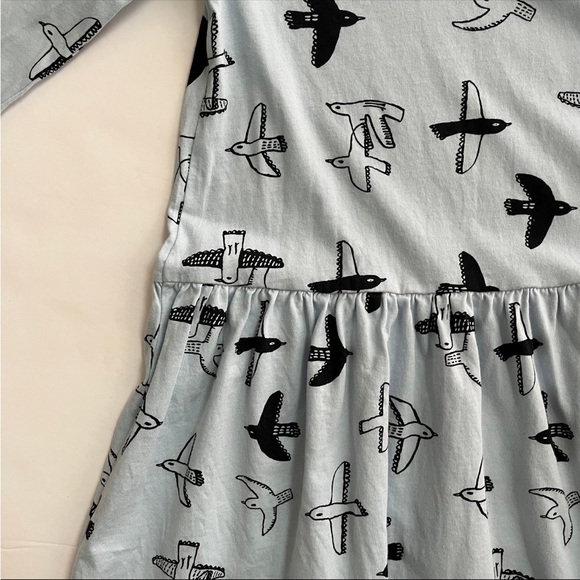 Tea Collection Kids Dress with Bird Pattern - White and Black - Picture 2 of 3